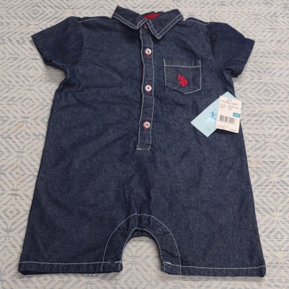 U.S. Polo Assn. Dark Blue Kids Romper - Picture 1 of 9